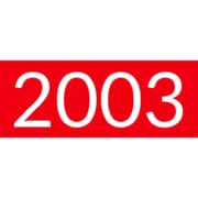 Orange rectangle with white text: 2003